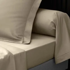 Drap Housse Percale Bonnet 30 Cm 200x160cm Marron Claire Naturel