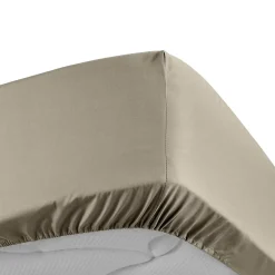 Drap Housse Percale Bonnet 30 Cm 200x160cm Marron Claire Naturel