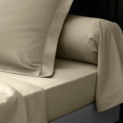 Drap Housse Percale Bonnet 30 Cm 200x160cm Marron Claire Naturel