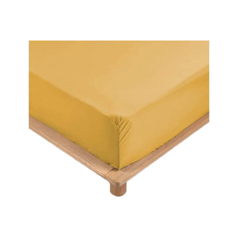 Drap Housse Percale Bonnet 30 Cm 190x90cm jaune