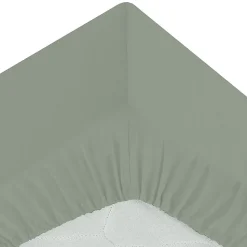 Drap housse percale de coton uni 90 x 190 cm Harmonie tilleul