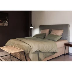 Drap housse percale pur coton peigné longues fibres 80 fils/cm² avec bonnet de 35 cm Vent du sud - Neige - 160 x 200 cm bonnet de