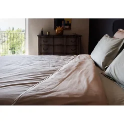 Drap housse percale pur coton peigné longues fibres 80 fils/cm² avec bonnet de 35 cm Vent du sud - Bleu canard - 90 x 190 cm bonne