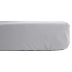 Drap housse percale pur coton peigné longues fibres 80 fils/cm² avec bonnet de 35 cm Vent du sud - Perle - 140 x 190 cm bonnet de