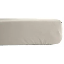 Drap housse percale pur coton peigné longues fibres 80 fils/cm² avec bonnet de 35 cm Vent du sud - Ivoire - 80 x 200 cm bonnet de