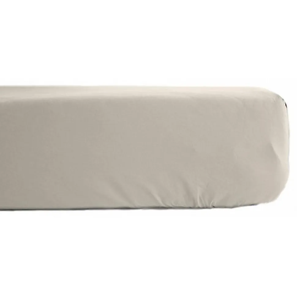 Drap housse percale pur coton peigné longues fibres 80 fils/cm² avec bonnet de 35 cm Vent du sud - Ivoire - 80 x 200 cm bonnet de