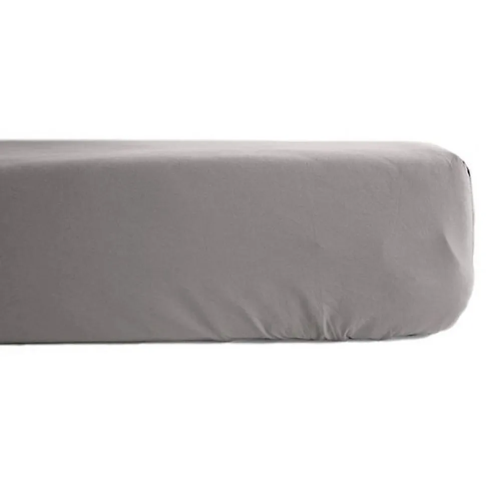 Drap housse percale pur coton peigné longues fibres 80 fils/cm² avec bonnet de 35 cm Vent du sud - Cendre - 140 x 190 cm bonnet de