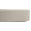 Drap housse percale pur coton peigné longues fibres 80 fils/cm² avec bonnet de 35 cm Vent du sud - Ivoire - 180 x 200 cm bonnet de