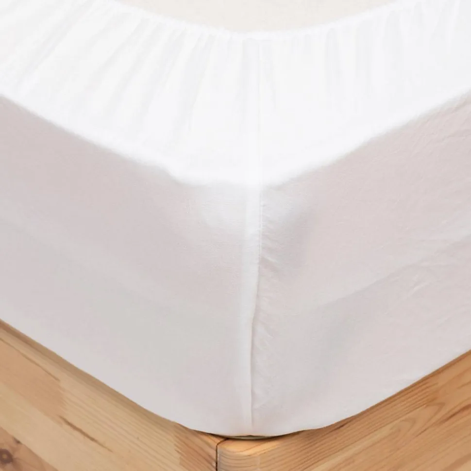 Drap housse Priscia blanc 140x190cm - Atmosphera