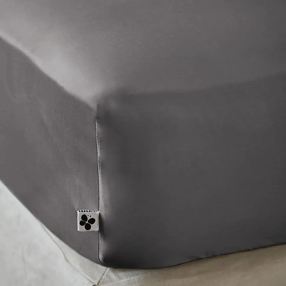 Drap housse "Salomé" Viscose de bambou 120 fils/cm² toutes dimensions - Salomé Granit - 180 x 200 cm bonnet de 30 cm