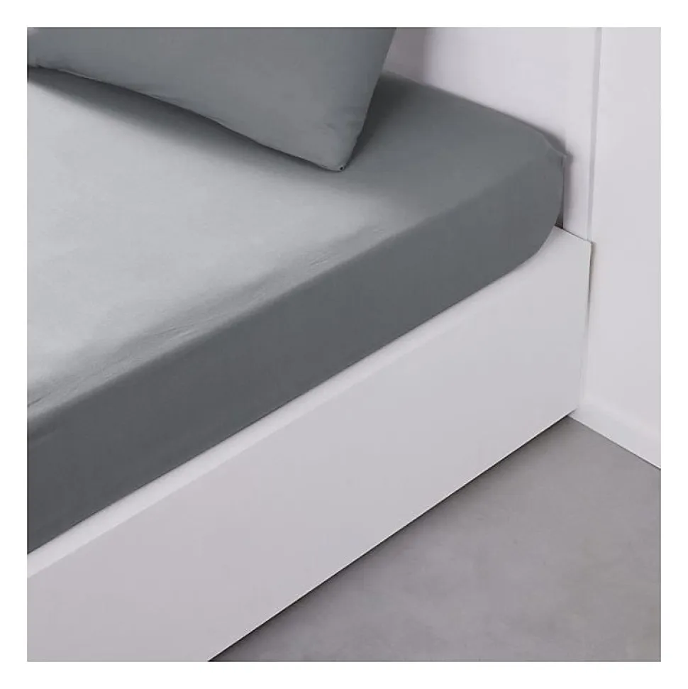 Drap housse TODAY Essential - 140 x 190 cm - 2 personnes - 100% Coton uni - Acier