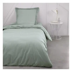 Drap housse TODAY Essential - 90 x 190 cm - 1 personne - 100% Coton uni - Celadon