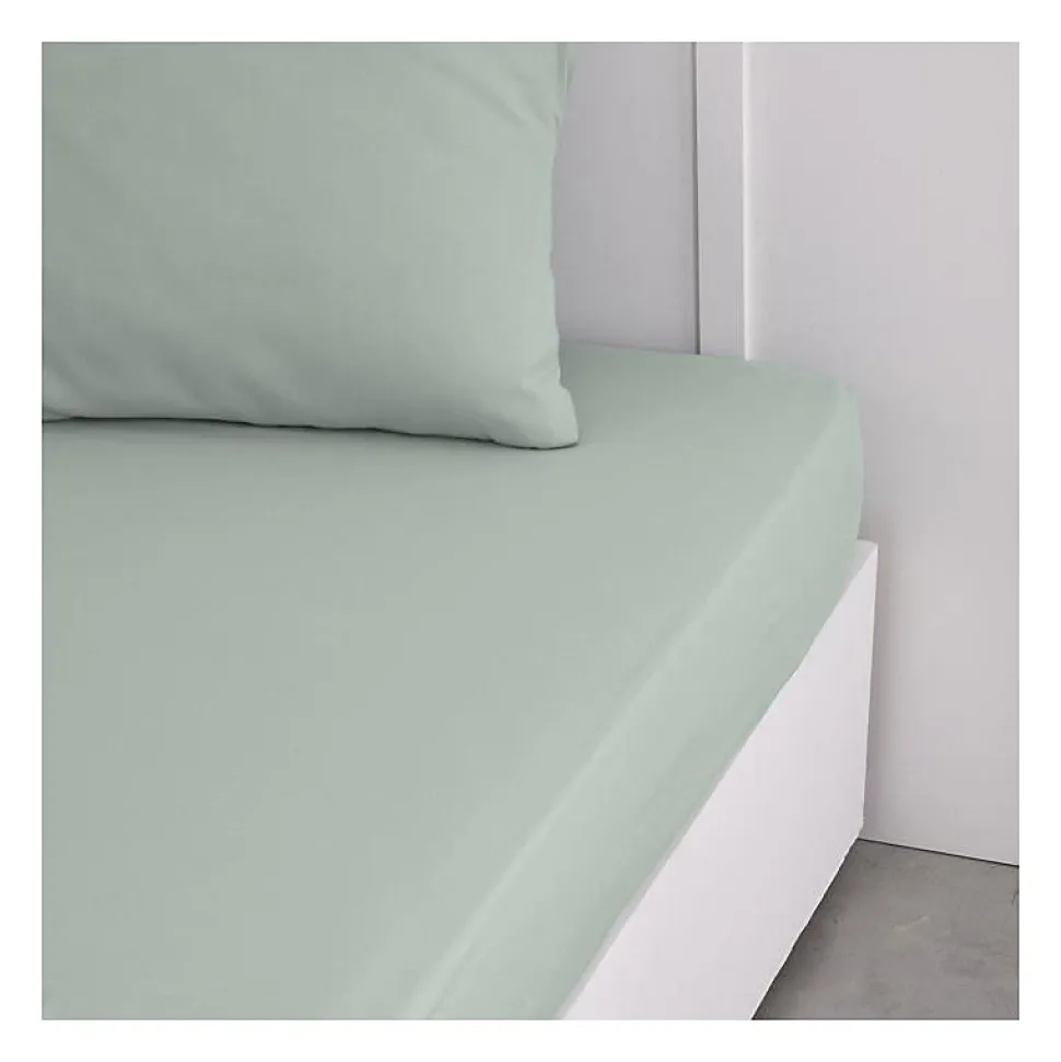 Drap housse TODAY Essential - 90 x 190 cm - 1 personne - 100% Coton uni - Celadon