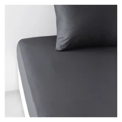 Drap housse TODAY Essential - 180 x 200+30 cm - 2 personnes - 100% Coton uni - Fusain