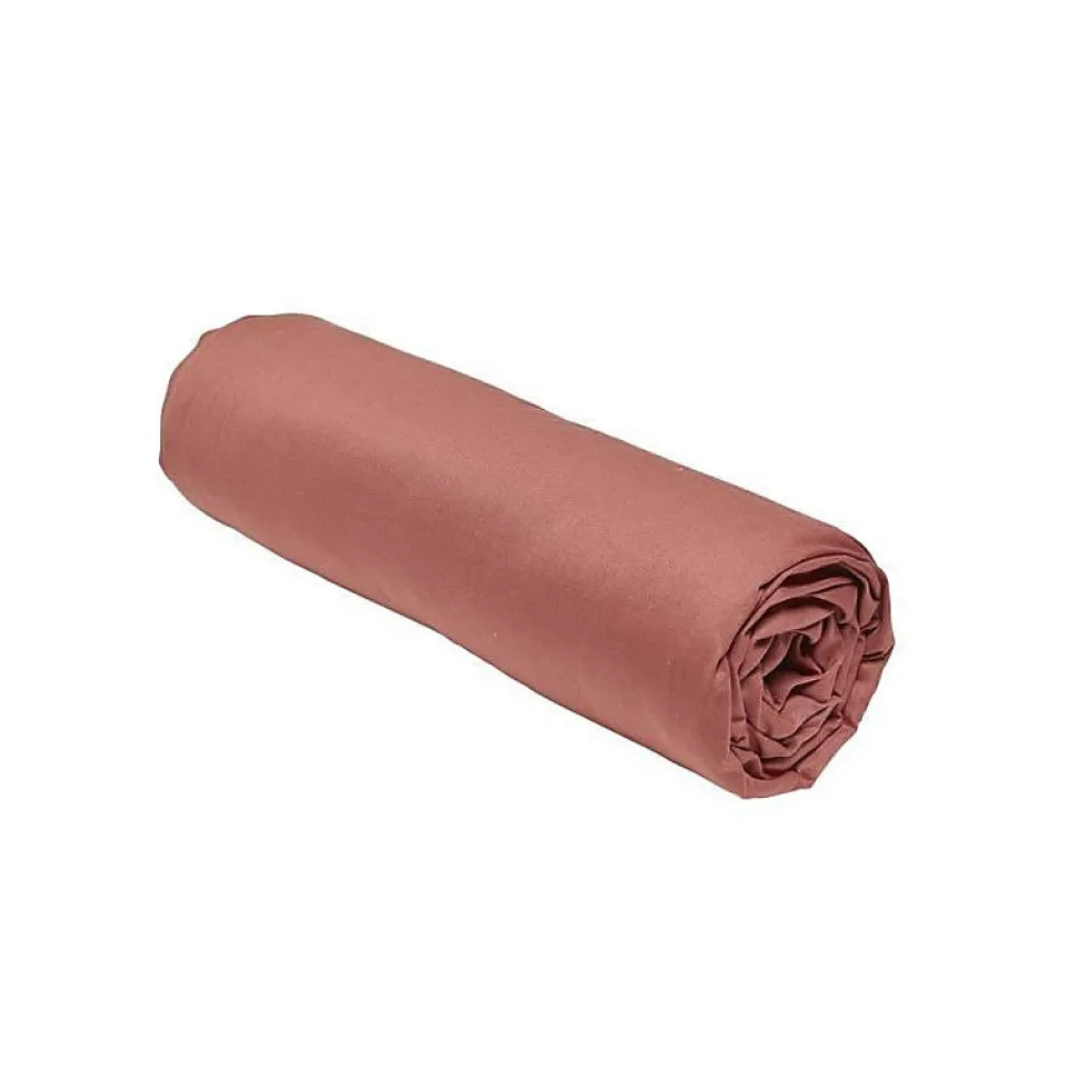 Drap housse TODAY Essential - 160 x 200+30 cm - 2 personnes - 100% Coton uni - Terracotta