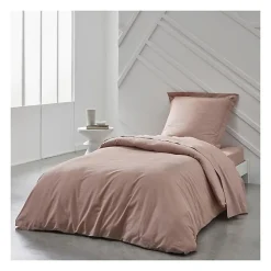 Drap housse TODAY Essential - 90 x 190 cm - 1 personne - 100% Coton uni - Rose des sables