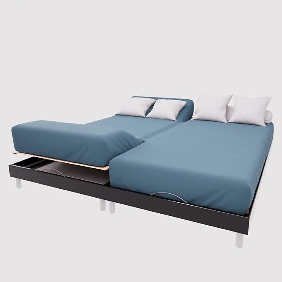 Drap housse TPR en coton 57 fils 2x70x190 cm UNI bleu canard, par Soleil d'Ocre