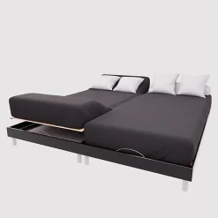 Drap housse TPR en coton 57 fils 2x80x200 cm UNI noir, par Soleil d'Ocre