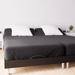 Drap housse TPR en coton 57 fils 2x80x200 cm UNI noir, par Soleil d'Ocre