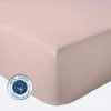 Drap Housse Uni bonnet 30 cm 100% Coton (160x190 cm - Rose Blush)