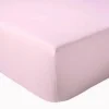 Drap Housse Uni bonnet 30 cm 100% Coton (140x190 cm - Rose Clair)