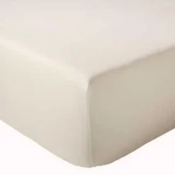 Drap Housse Uni bonnet 30 cm 100% Coton (140x190 cm - Ecru)