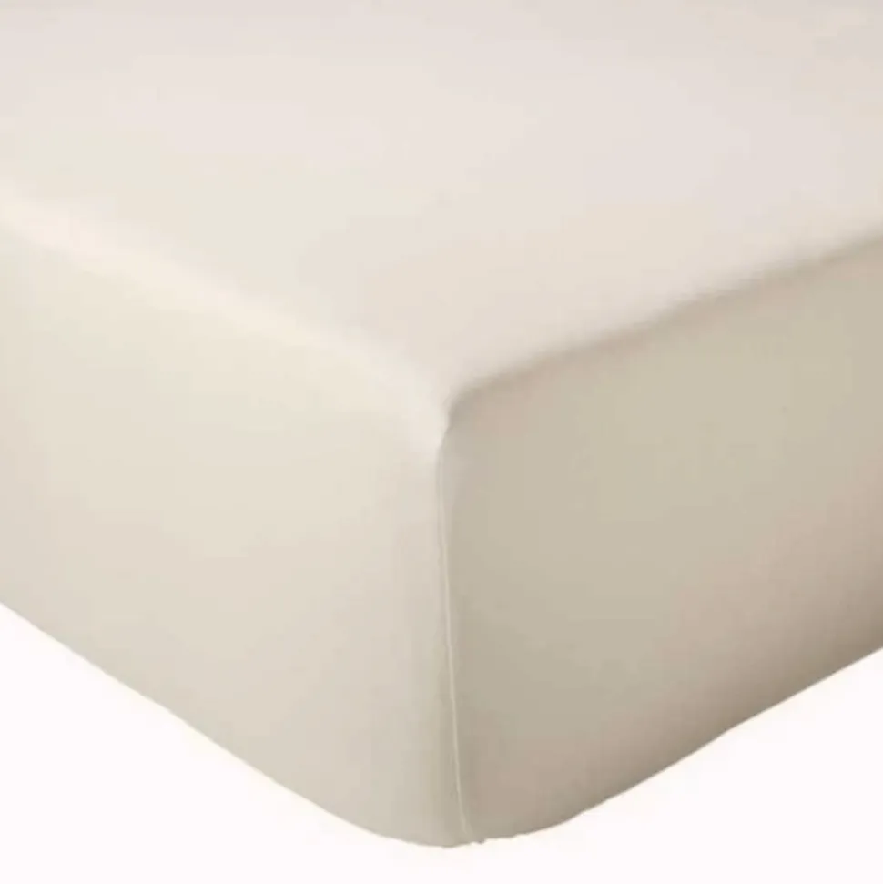 Drap Housse Uni bonnet 30 cm 100% Coton (140x190 cm - Ecru)