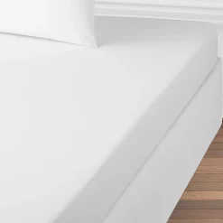 Drap housse uni en coton 57 fils 90x190cm