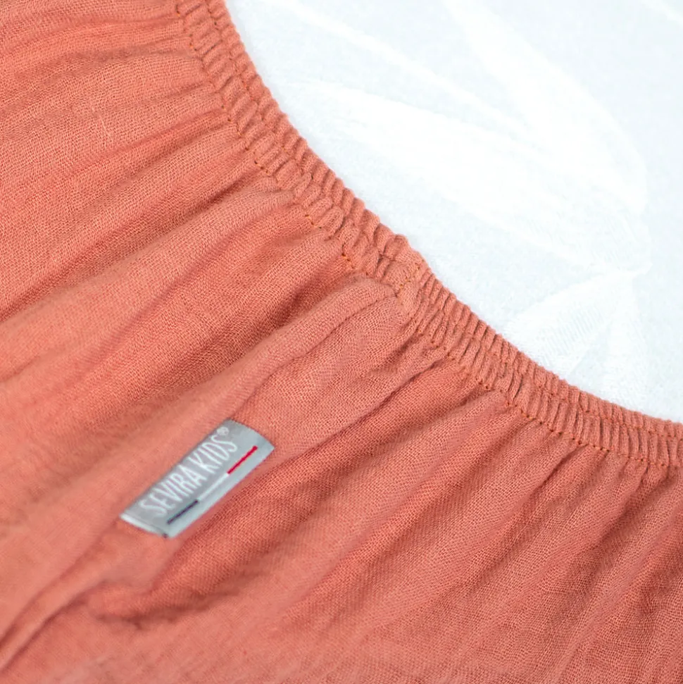 Drap housse uni en gaze de coton