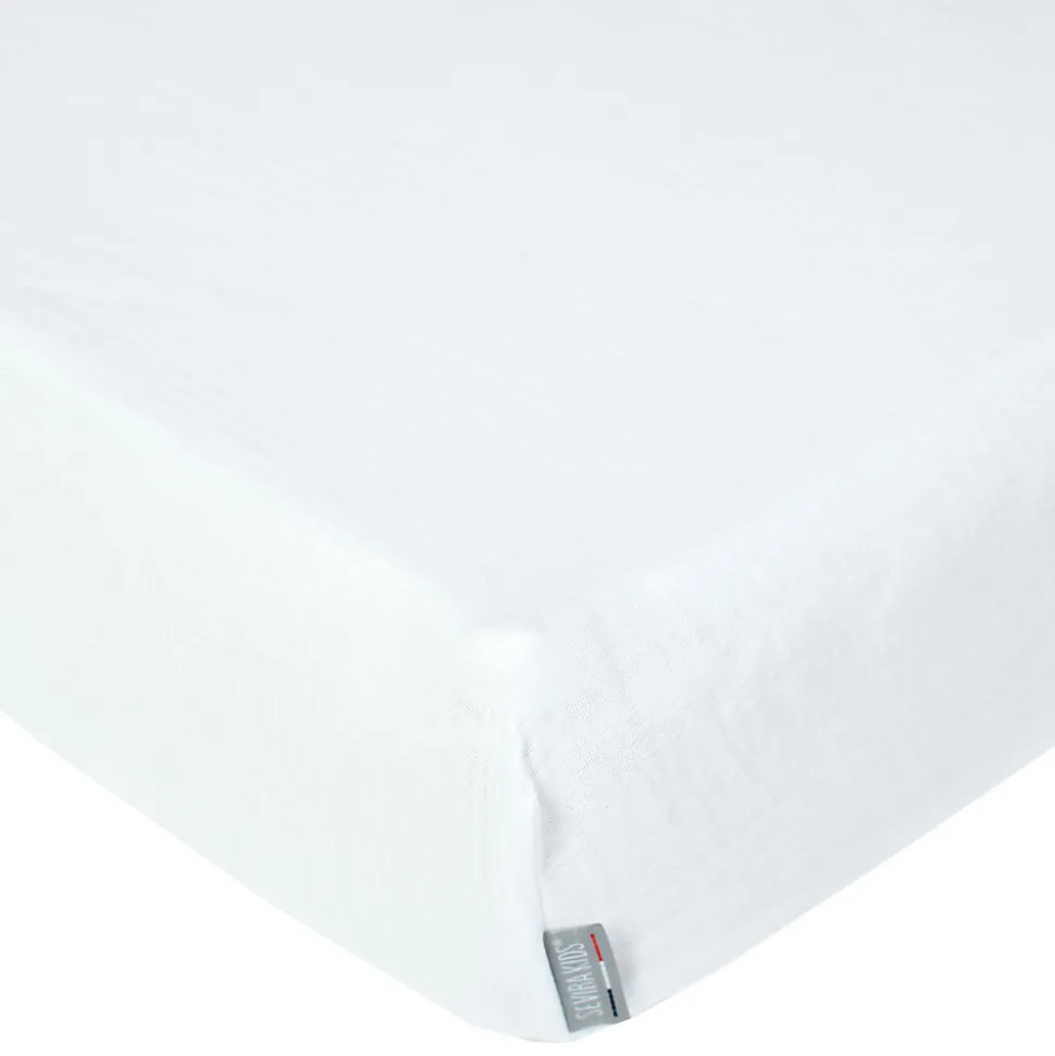 Drap housse uni en gaze de coton