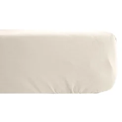 Drap housse uni 90x200 cm bonnet 35 cm percale de coton MANOIR blanc Naturel