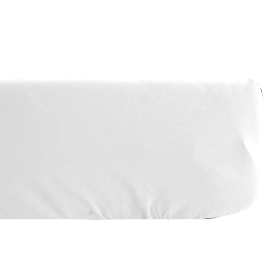 Drap housse uni 140x190 cm bonnet 35 cm percale de coton MANOIR blanc Neige