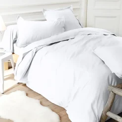 Drap housse uni 180x200 cm bonnet 40 cm percale PRIMO Blanc