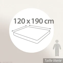 Drap housse uni 120x190 cm bonnet 35 cm percale de coton MANOIR beige Lin