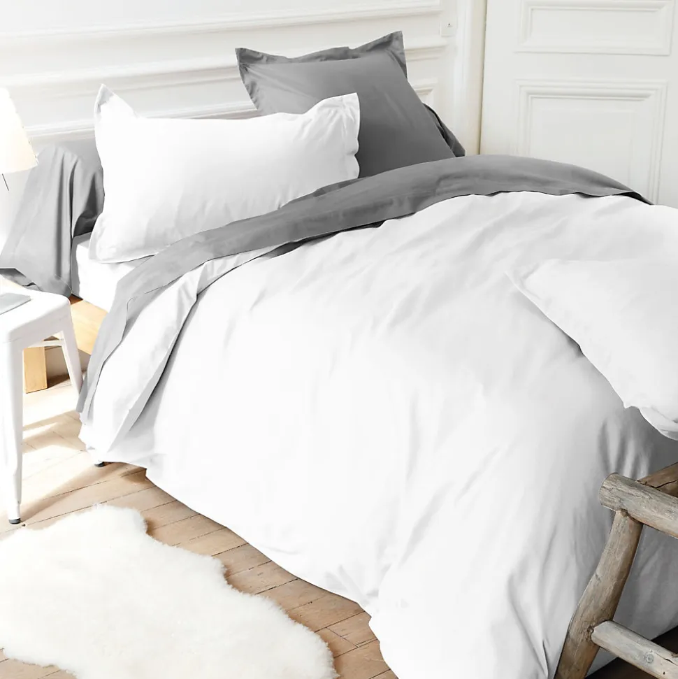 Drap housse uni 200x200 cm bonnet 30 cm coton ALTO Blanc