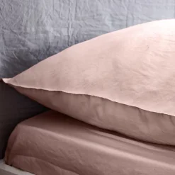 Drap housse uni 160x200 cm MILA 100% polyester micro lavée rose poudré