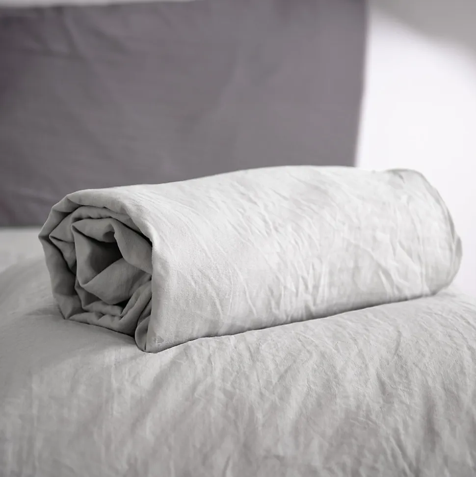 Drap housse uni 140x190 cm MILA 100% polyester micro lavée gris perle