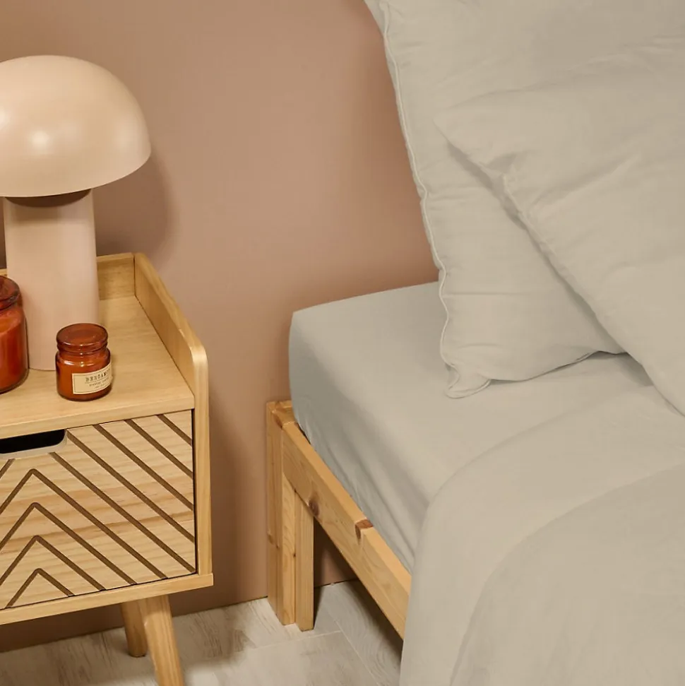 Drap Housse uni 140x190cm PERCALE LIN