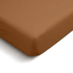 Drap Housse uni 180x200cm PERCALE TERRACOTTA