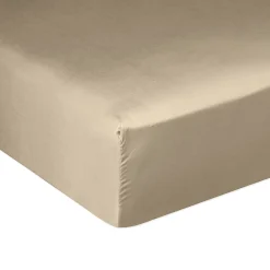 Drap housse 140x190 + 30 cm Satin de Coton Beige