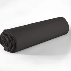 Drap housse 180x200 +35 cm 100% coton 57 fils gris foncé