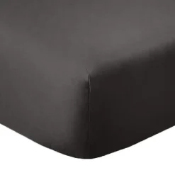 Drap housse 180x200 +35 cm 100% coton 57 fils gris foncé
