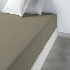 Drap housse 90x190 +35 cm 100% Coton 57 fils Cèdre