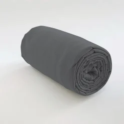Drap housse 90x190 +35 cm 100% Coton 57 fils Gris Foncé