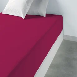 Drap housse 90x190 +35 cm 100% Coton 57 fils Cerise