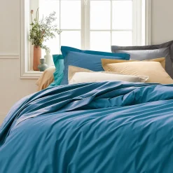 Drap housse 180x200 cm bonnet 40 cm percale de coton PASSION PERCALE bleu Cobalt