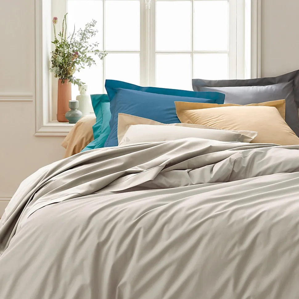 Drap housse 200x200 cm bonnet 30 cm percale de coton PASSION PERCALE beige Lin