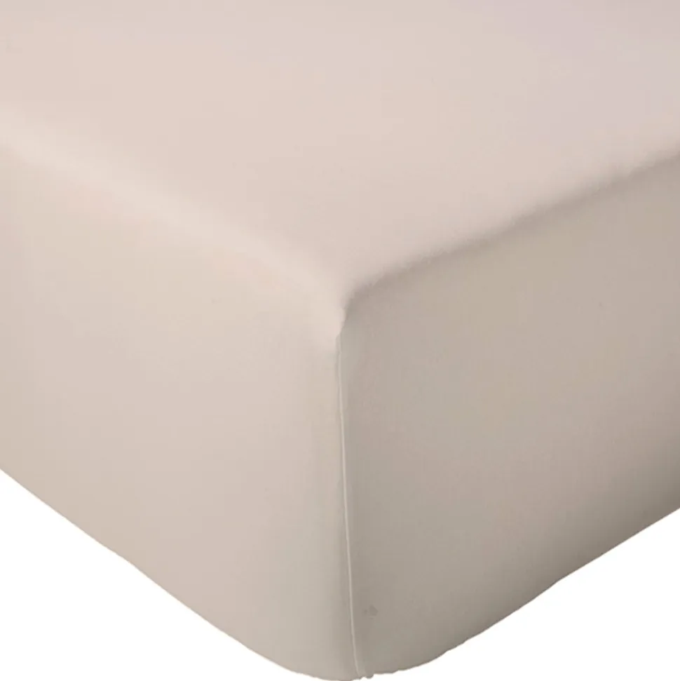 Drap housse 200x200 cm bonnet 30 cm percale de coton PASSION PERCALE beige Lin