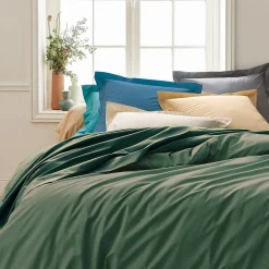 Drap housse 160x200 cm bonnet 40 cm percale de coton PASSION PERCALE vert Kaki