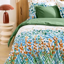 Drap housse 80x200 cm bonnet 30 coton ÉVASION Vert fougère